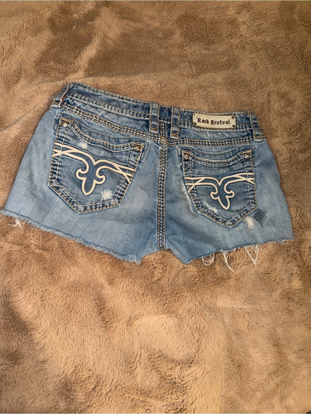 Rock Revival Blue Distressed Denim Cutoff Shorts